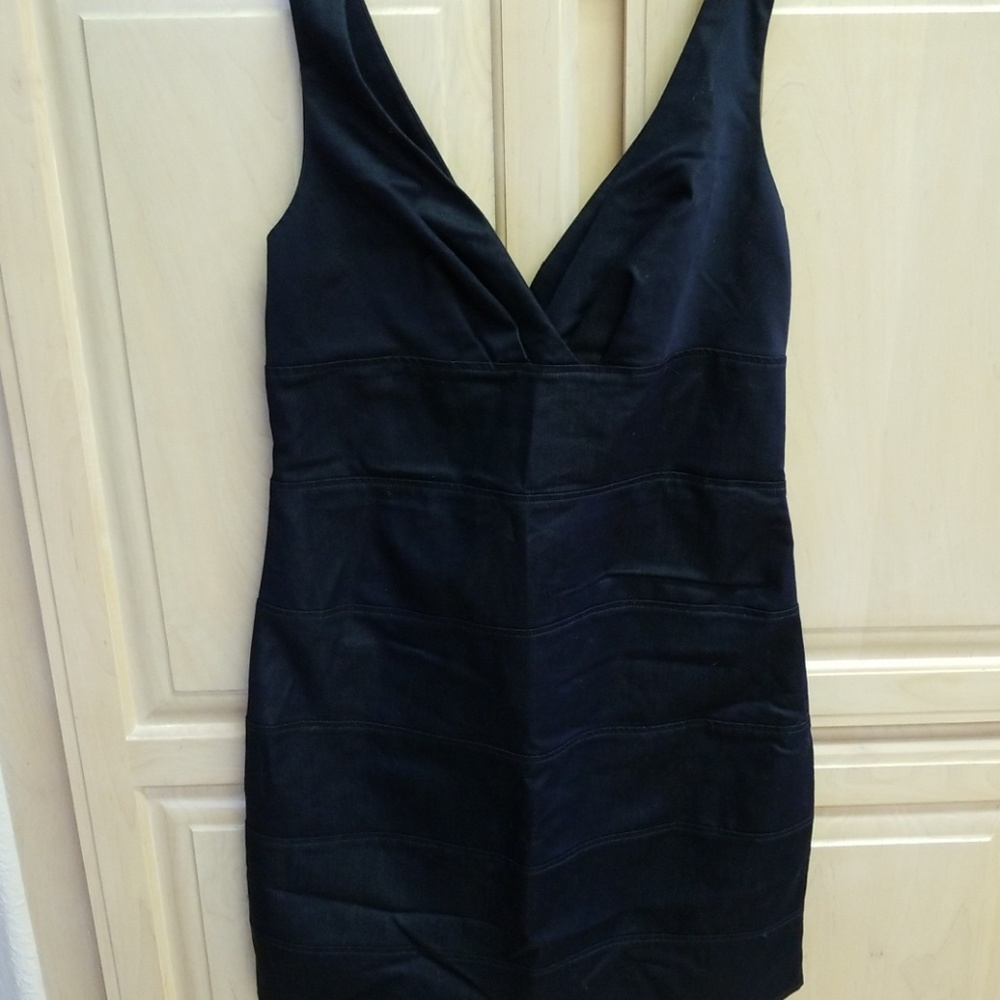 Dark stretch denim bandage dress